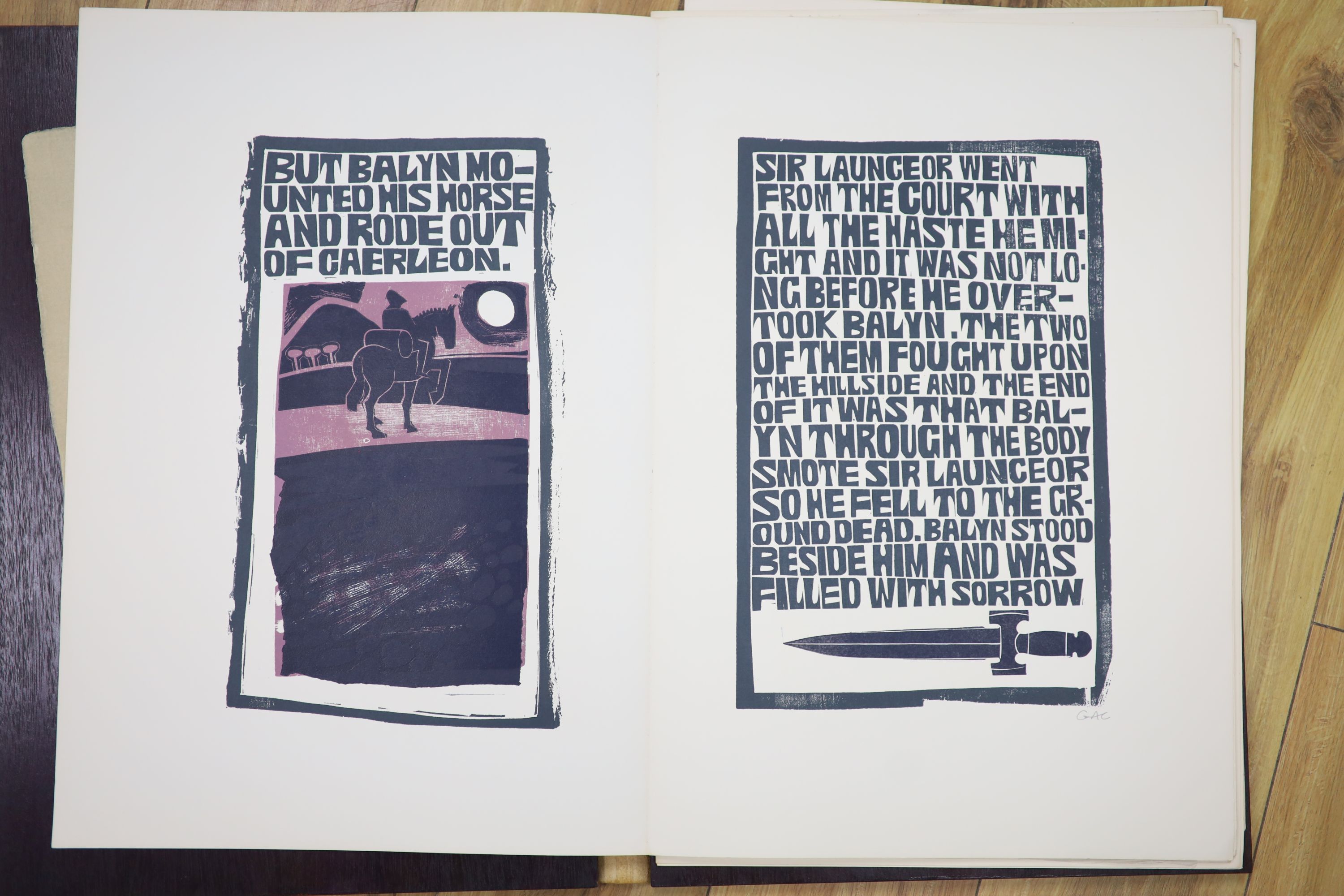 Graham Clarke, limited edition folio, 'Balyn and Balan', signed in pencil, 76/100, overall 53 x 37cm